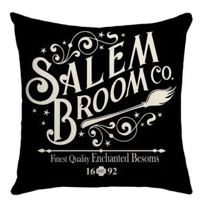 Salem broom company Halloween pillow